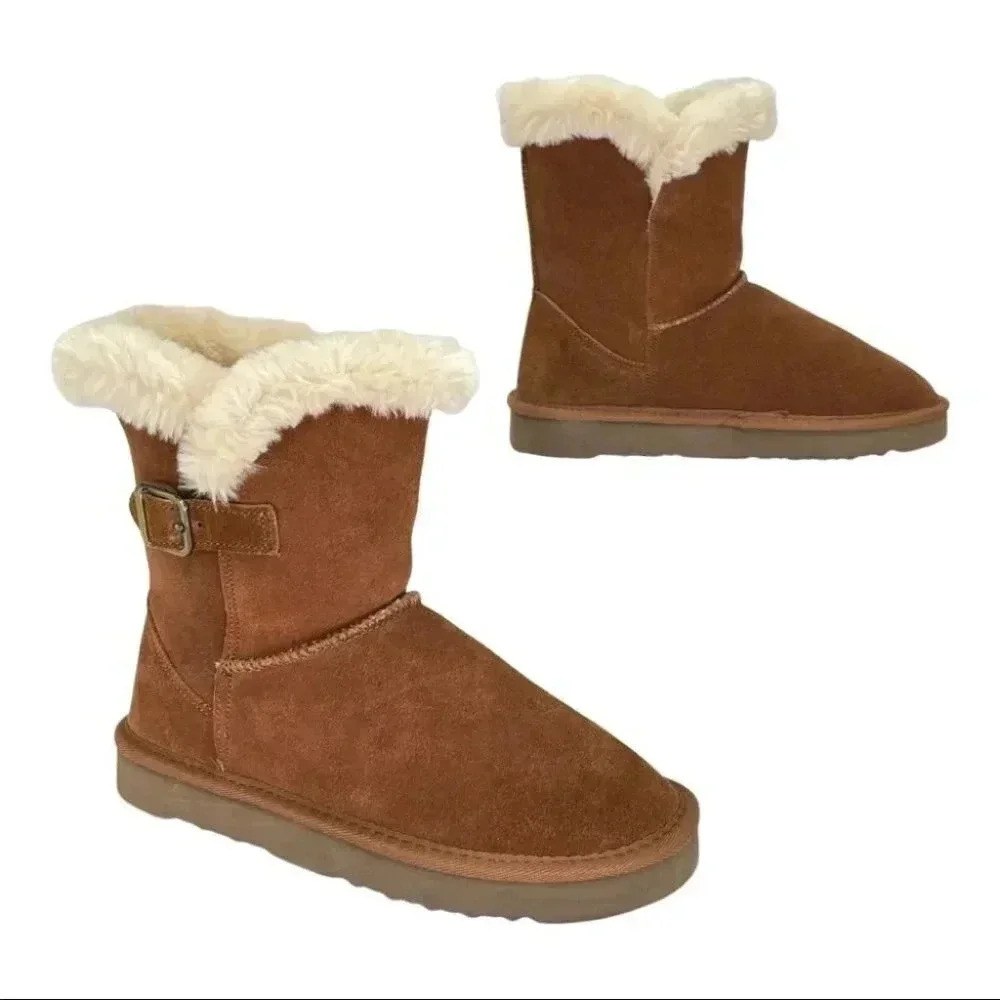 Style & Co Tiny2 Tan Suede Leather Faux Fur Womens Ankle Boots Size 6M - Picture 7 of 13